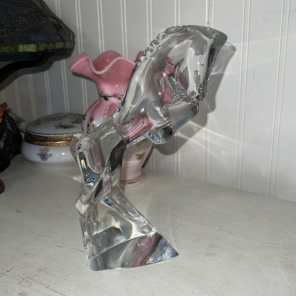 Baccarat signed and stamped rearing horse leaded crystal 4406 ‘80’s figurine